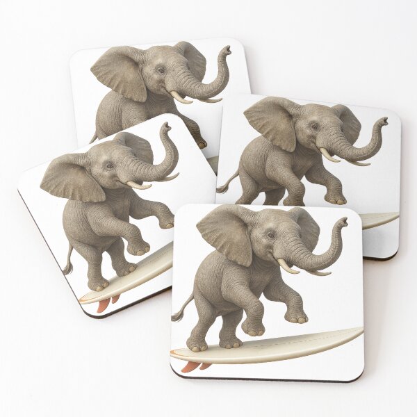 Item preview, Surfing Elephant – Funny Animal Motif designed and sold by TravelLensPro.