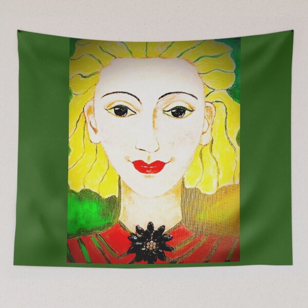 Item preview, Golden Muse , Abstract Retro Portrait with Red Lips designed and sold by MaPerle.