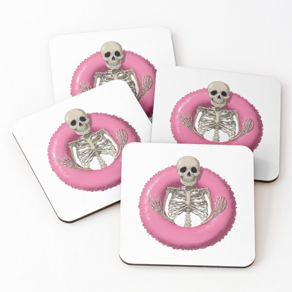 Item preview, Skeleton in Pink Inflatable Ring – Retro Poolside Vibes designed and sold by PinkBossStudio.