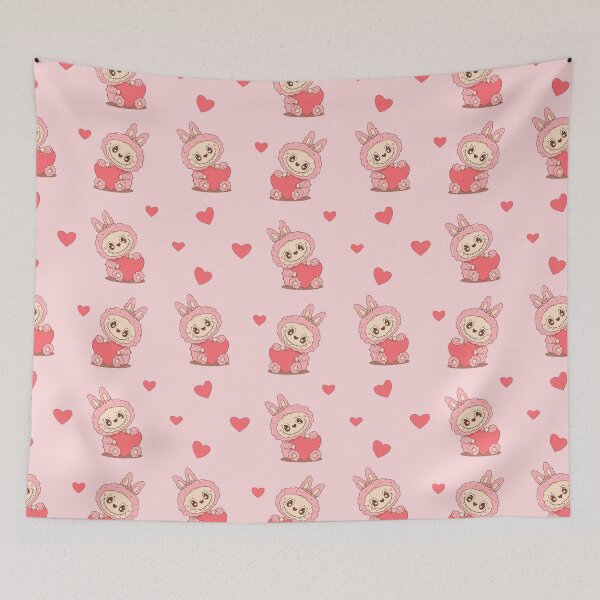 Item preview, Kawaii  Pink Plush Bunny Monsters – Pastel Character Pattern designed and sold by smeraldosecrets.