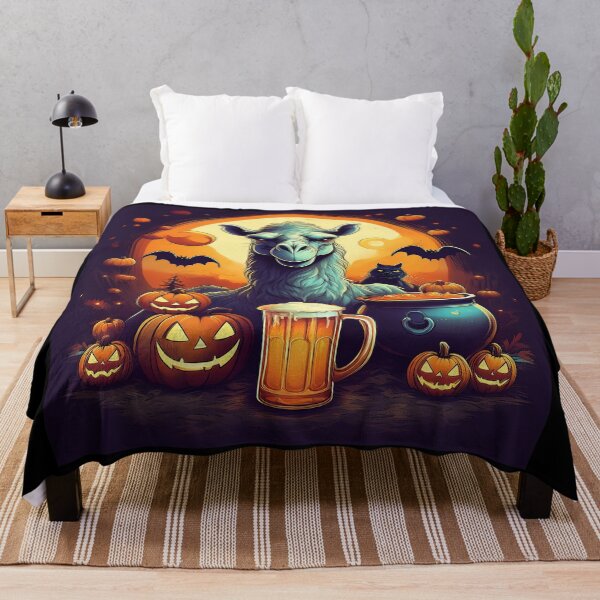 Item preview, Camel's Cauldron Halloween Trick-or-Treat: A vibrant and spooky design with a camel, pumpkins, bats and black cats designed and sold by Grang Art Artistic Designs.