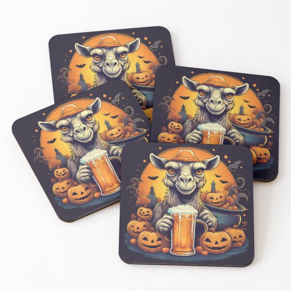 Item preview, Cool Camel's Cauldron Halloween Trick-or-Treat: A vibrant and spooky design with a camel, pumpkins, bats and black cats  designed and sold by Grang Art Artistic Designs.