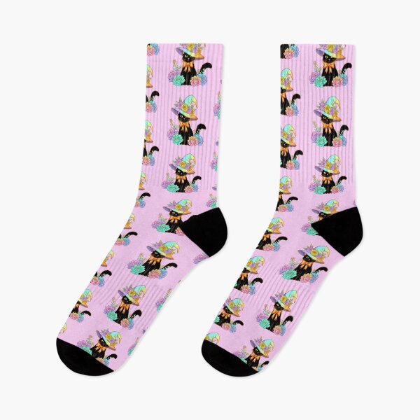 Item preview, Pastel Witch Cat with Floral Hat and Succulents designed and sold by SeGoArtDesign.