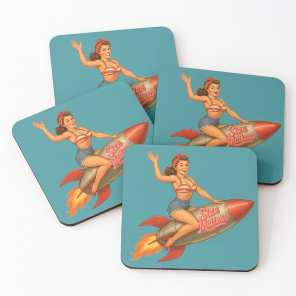 Item preview, Pin-Up Girl on Rocket – Size Matters Retro Design designed and sold by Neon Nightmare.