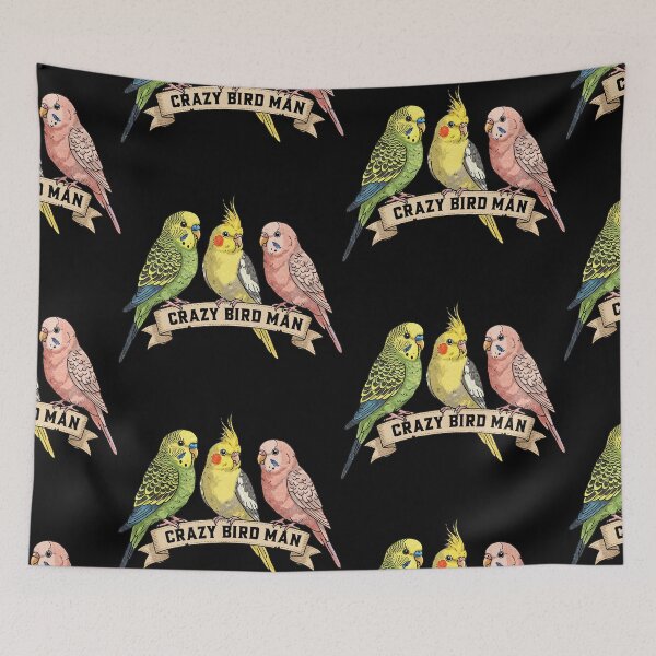 Item preview, Crazy Bird Man Parakeets  designed and sold by TeeARTHY.