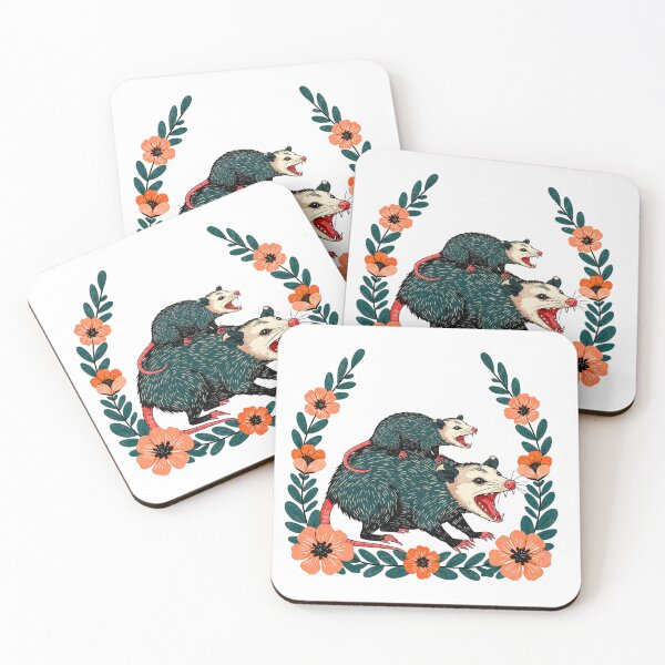Item preview, Cute Opossums with Floral Border designed and sold by TeeARTHY.