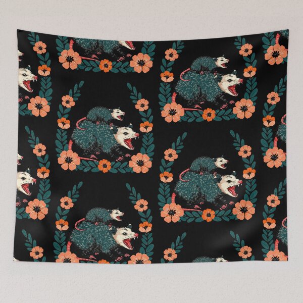 Item preview, Cute Opossums with Floral Border designed and sold by TeeARTHY.