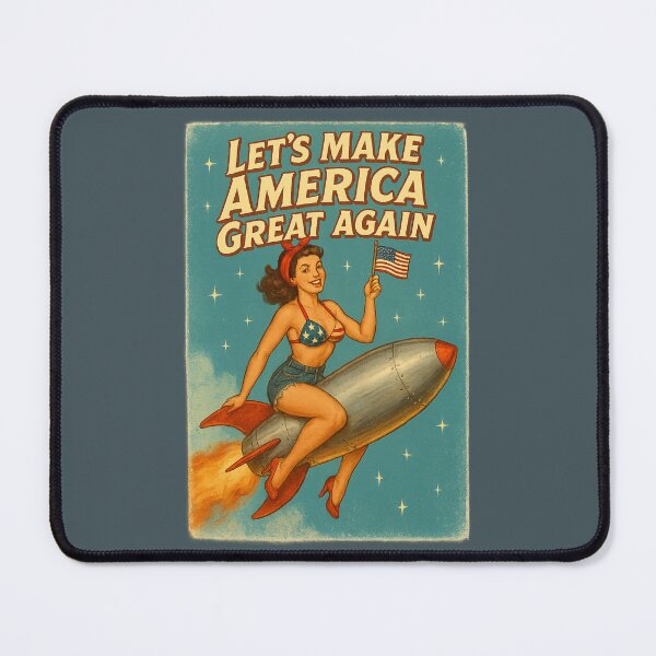 Item preview, Retro Pin-Up Rocket Girl – Vintage American Poster Art designed and sold by Neon Nightmare.