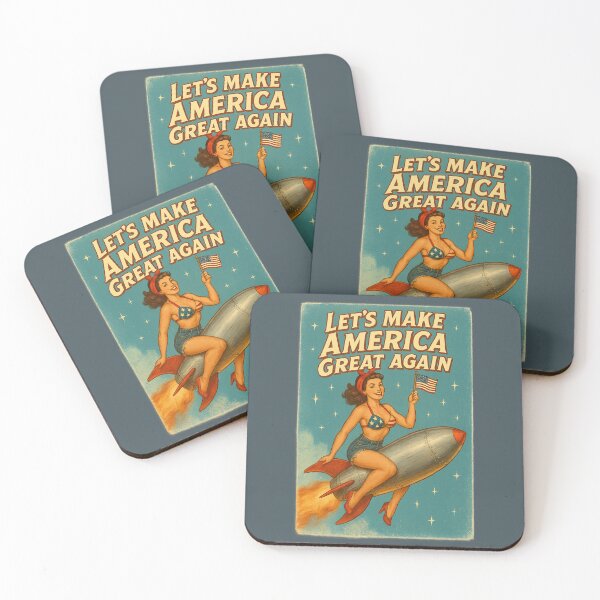 Item preview, Retro Pin-Up Rocket Girl – Vintage American Poster Art designed and sold by Neon Nightmare.