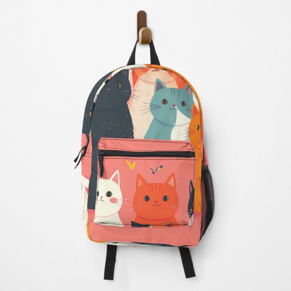 Artikelvorschau, Bunte Katzen Wandkunst – Niedlicher ästhetischer Katzenillustrationsdruck entworfen und verkauft von PixeloraStudio.