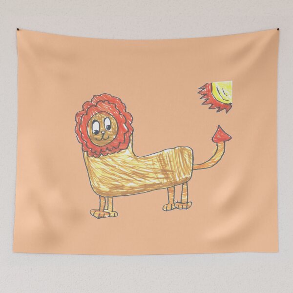 Item preview, Lion and the sun. Drawing by a 6 year old child, radiate positivity designed and sold by orthodox-icon.