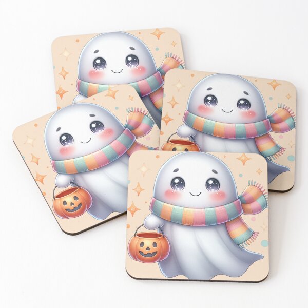 Item preview, Cute Halloween Ghost with Candy – Kawaii Spooky Spirit Illustration designed and sold by Lulunza.