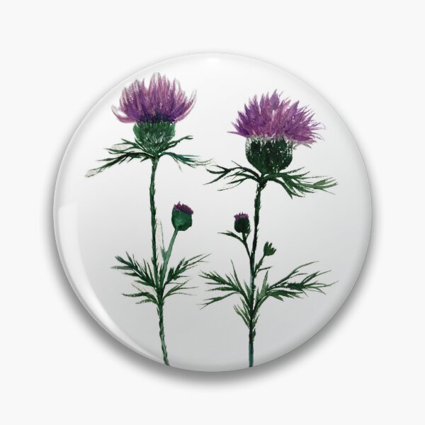 Item preview, Thistle Flowers Watercolor Botanical Art designed and sold by Artbymonika.