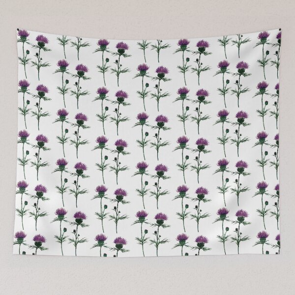 Item preview, Thistle Flowers Watercolor Botanical Art designed and sold by Artbymonika.