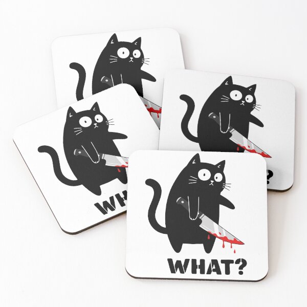 Item preview, Cat What? Funny Joke Design with Murderous Black Cat With Knife  designed and sold by Blackmode.