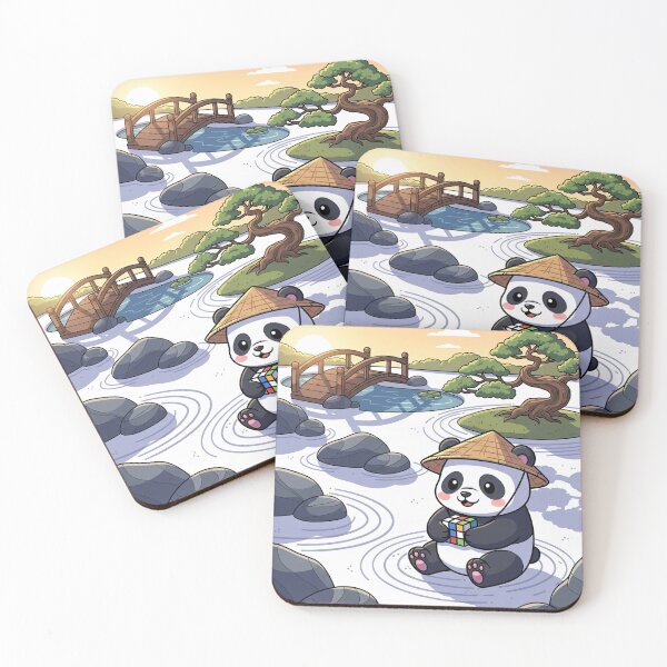 Item preview, Cute Panda Solving a Cube in a Zen Garden designed and sold by Zen Bearista.