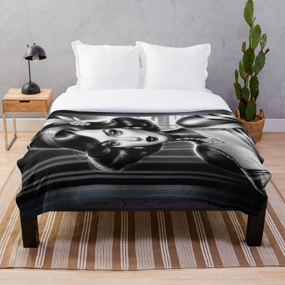 The Sparkling Elegance Of Nymphaea, A 1920s Glamour Beauty Mesmerizing AI Concept Art by Xzendor7 Decorative Art Print Throw Blanket