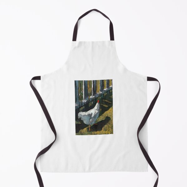Item preview, White Chicken Walking Along Fence Illustration designed and sold by JoyfulWhimsy.