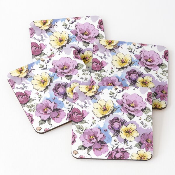 Item preview, beautiful flowers in yellow, purple and lilac designed and sold by Nice-patterns.