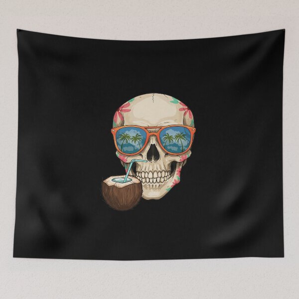 Item preview, Skull on the beach with coconut designed and sold by TheSkullRoom.