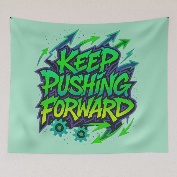Item preview, Keep Pushing Forward – Neon Wildstyle Graffiti designed and sold by RedHow.