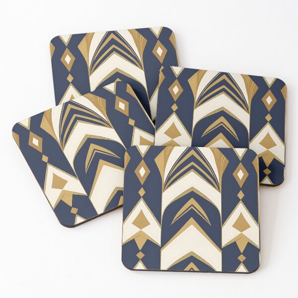 Item preview, Art Deco Mosaic Pattern – Geometric Gold, Navy & Ivory Seamless Design designed and sold by Dino-Lune.