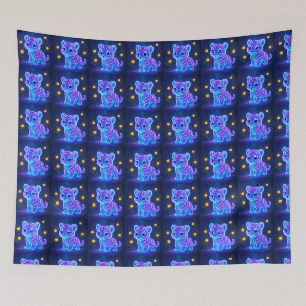 Item preview, Neon Tiger Cub in Enchanted Forest – Glowing Whimsy & Wild Magic designed and sold by FearlessG.