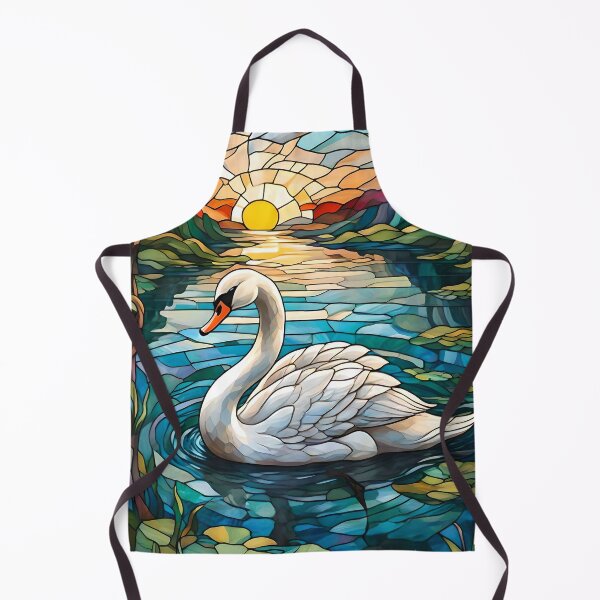 Item preview, Stained Glass The Swan on the Lake Landscape with Sun designed and sold by Ciervo Primavera.