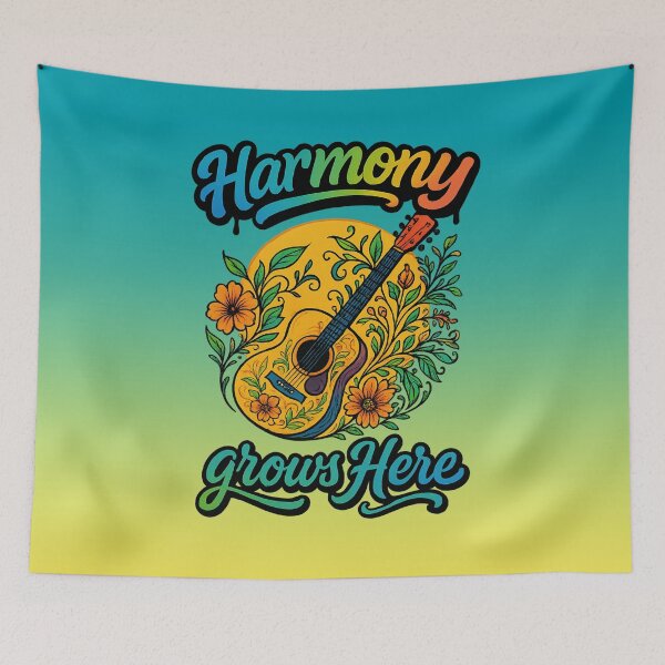 Item preview, Harmony Grows Here | Graphic Crewneck Nature Guitar Tshirt designed and sold by skkyfaithArtz.