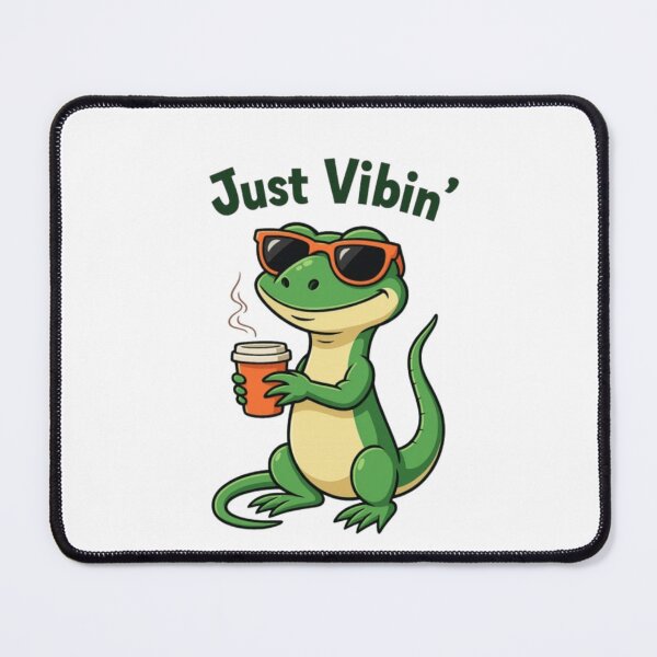 Item preview, Funny Cartoon Lizard Meme - Just Vibin’ Coffee Gecko Design designed and sold by EcoBoutiqu ⭐⭐⭐⭐⭐.