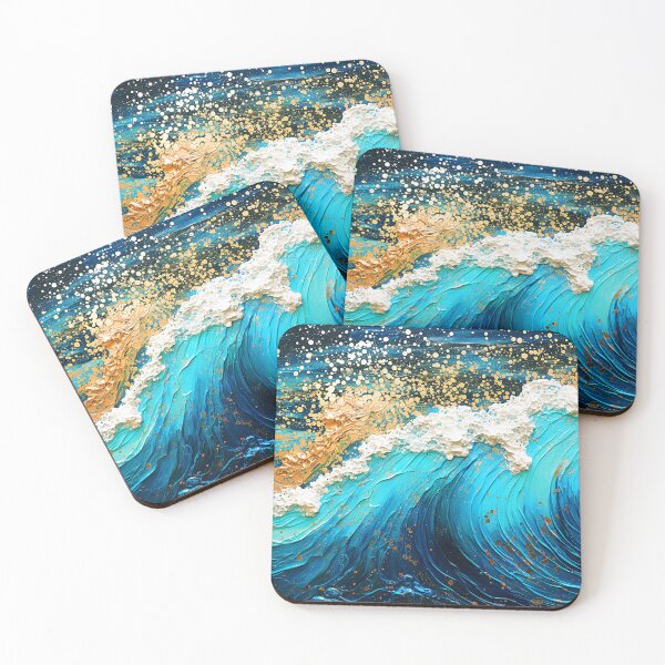 Item preview, Fantasy Ocean Wave With Golden White Foam Abstract designed and sold by DEC02.