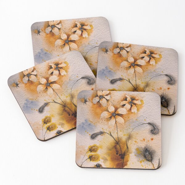 Item preview, fall flowers in watercolors designed and sold by BirdsandMoreArt.
