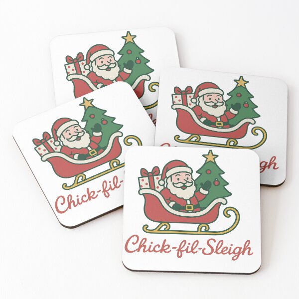 Item preview, Chick-fil-Sleigh Christmas Sticker | Santa in Sleigh Holiday Design designed and sold by dabeardedtiger.