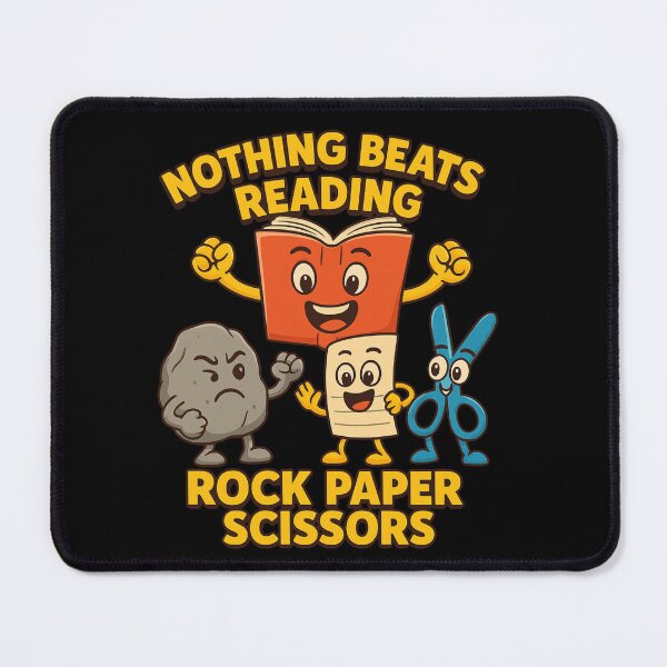 Item preview, Nothing Beats Reading – Funny Rock Paper Scissors Book Lover Cartoon designed and sold by Lunaria Arts.