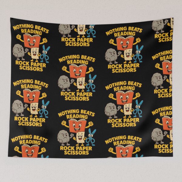 Item preview, Nothing Beats Reading – Funny Rock Paper Scissors Book Lover Cartoon designed and sold by Lunaria Arts.