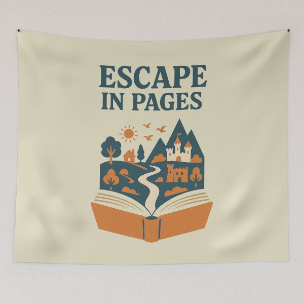 Item preview, Escape in Pages — Vintage Open Book Retro Illustration designed and sold by HoopeStylee.