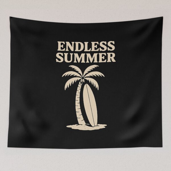 Item preview, Endless Summer — Vintage Surfboard & Palm Tree Retro Illustration designed and sold by HoopeStylee.
