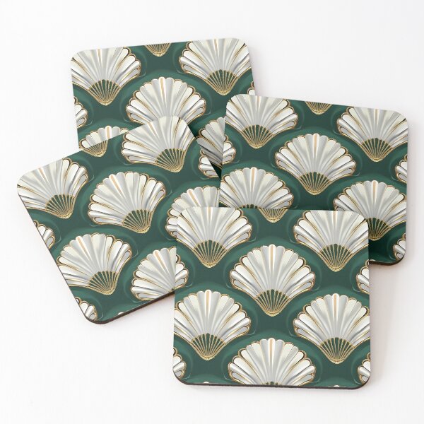 Item preview, Art Deco Pattern – Gold & White on Emerald Green, Seamless Luxury Design designed and sold by Dino-Lune.