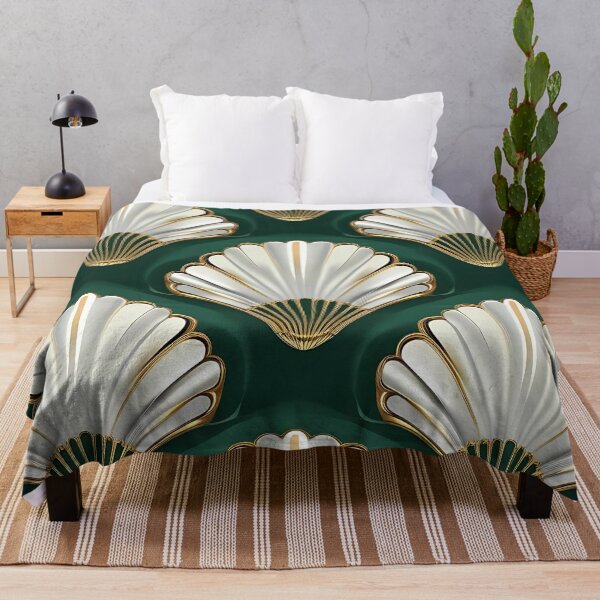 Item preview, Art Deco Pattern – Gold & White on Emerald Green, Seamless Luxury Design designed and sold by Dino-Lune.