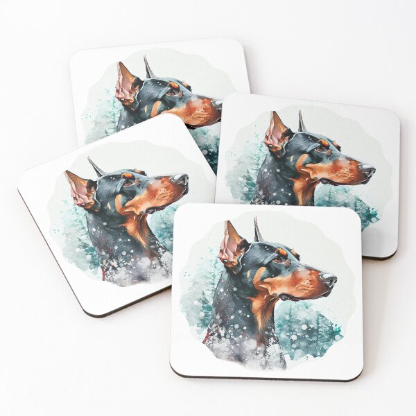 Item preview,  Doberman Pinscher in the snowy mountains. designed and sold by PawsandPages.