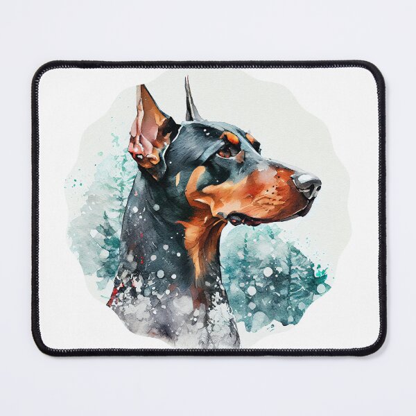Item preview, Doberman Pinscher in the snowy mountains. designed and sold by PawsandPages.