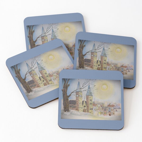 Item preview, Village watercolor scene designed and sold by BirdsandMoreArt.