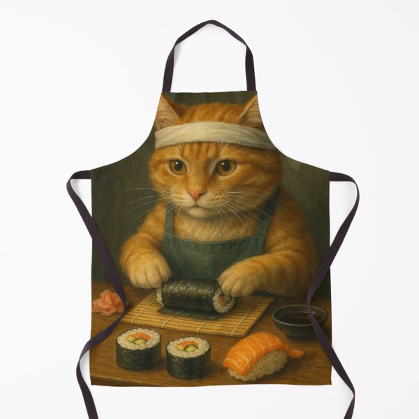 Item preview, Cat Sushi Chef Rolling Sushi designed and sold by Lolili69.