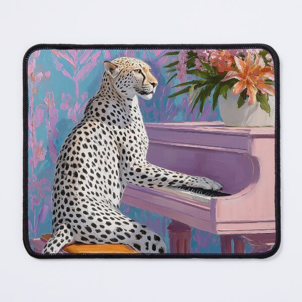 Item preview, Preppy Cheetah Playing Pink Piano – Whimsical Animal Art designed and sold by Gino By Design.