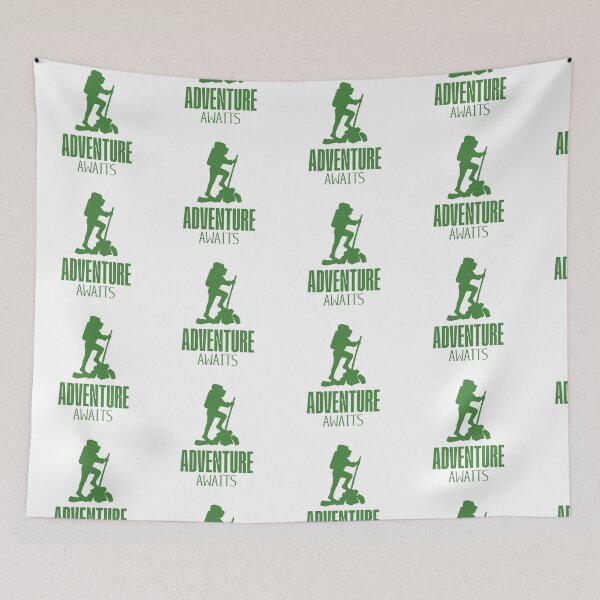 Item preview, Adventure awaits solo green hiking explorer designed and sold by Rhubarb-Custard.