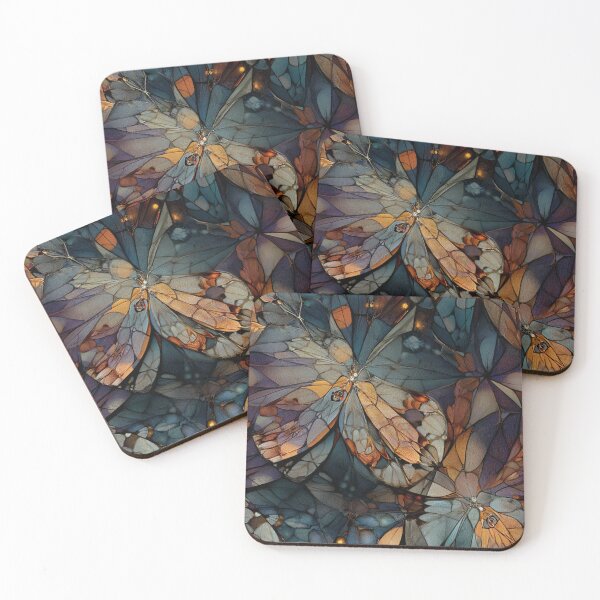 Item preview, Stained Glass Butterfly Wings Blue Violet Gold designed and sold by LabMandala.
