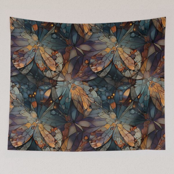 Item preview, Stained Glass Butterfly Wings Blue Violet Gold designed and sold by LabMandala.