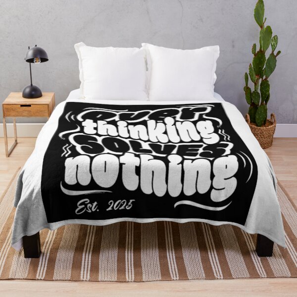 Item preview, Overthinking Solves Nothing – Retro Motivational Typography Design (Est. 2025) designed and sold by omarhamdoune.