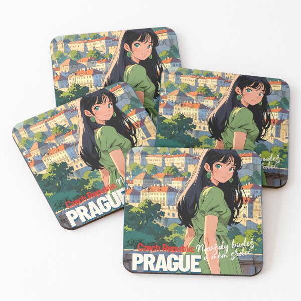 Item preview, Romantic Anime Girl in Praga Czech Republic Europe Shoujo Manga Style Love Phrase designed and sold by Kawaii-Sky.