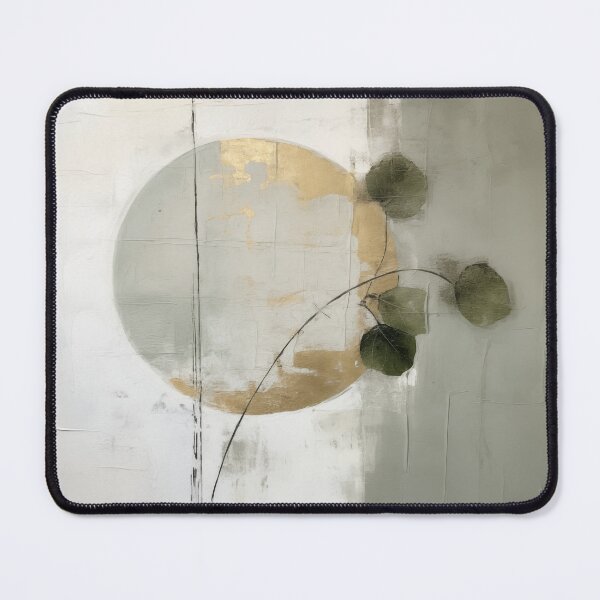 Item preview, Japandi and wabi sabi inspired herbal and geometric art in neutral, sage and gold designed and sold by filigreedigital.